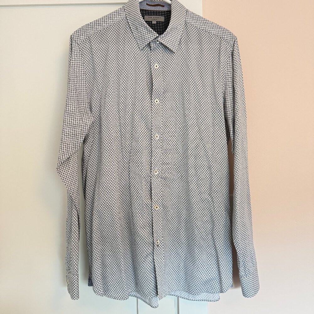 Ted Baker Men's Shirt Black White Patterned Size 4